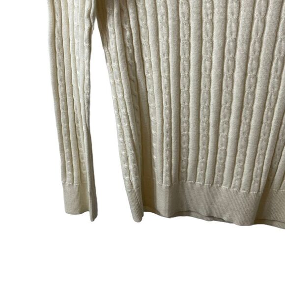 Talbots Petites Cream Cotton Wool Blend Cable Knit Sweater Size S/P - Picture 8 of 12